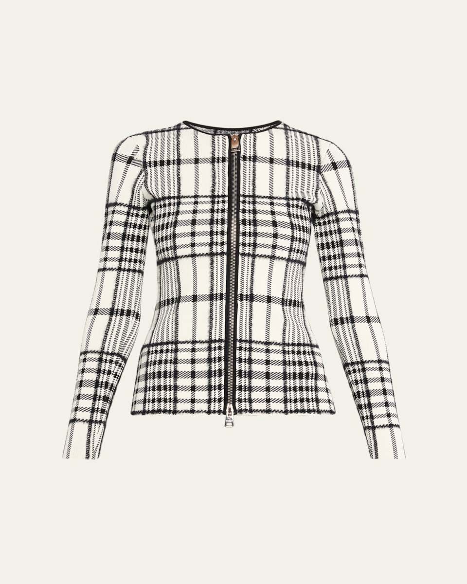 Greer Check Zip Cardigan
